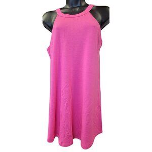 Zenana Sleeveless Pink Halter Dress S Polyester/Rayon/Spandex